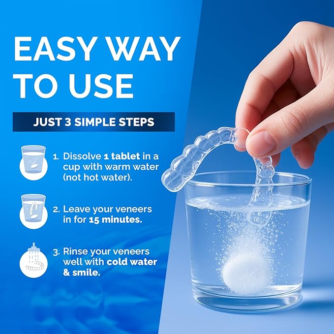Retainer Cleaner Tablets for Invisalign Approved for Ultrasonic Cleaners -120 Denture Cleaning Tablets for Aligners, Night Guard, Mouth Guard - Denture Cleaner Tablets 4-Month Supply