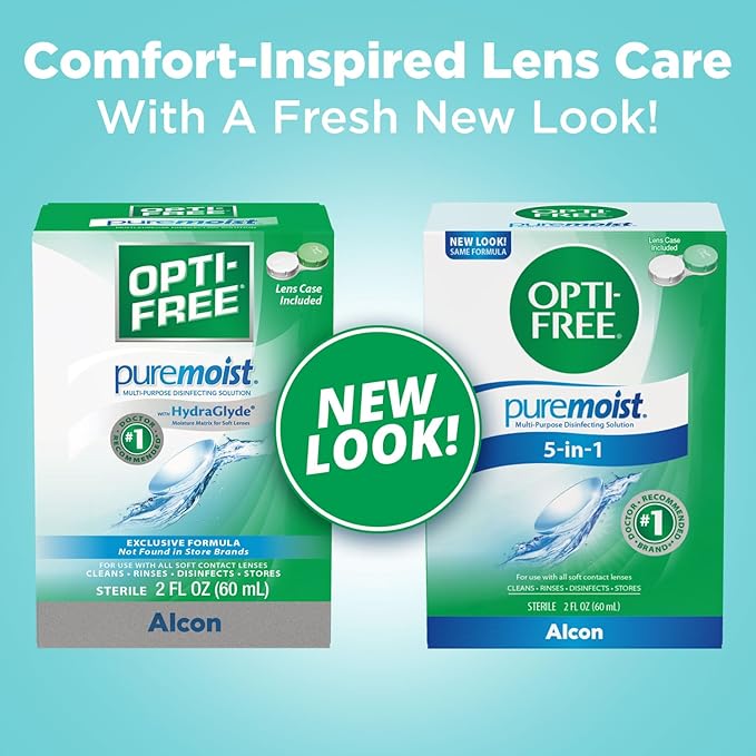 Opti-Free Puremoist Multi-Purpose Contact Lens Cleaning and Disinfecting Solution with Lens Case, 2 Fl Oz (Pack of 1)