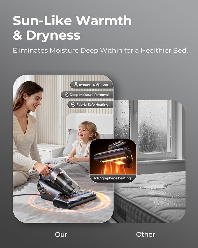 Jimmy BX7 Pro Max Graphene Mattress Vacuum Cleaner with Dust Sensor, Bed Vacuum with UV Light, 550W Powerful 16Kpa Suction Handheld Vacuums Couch Cleaner (Corded)
