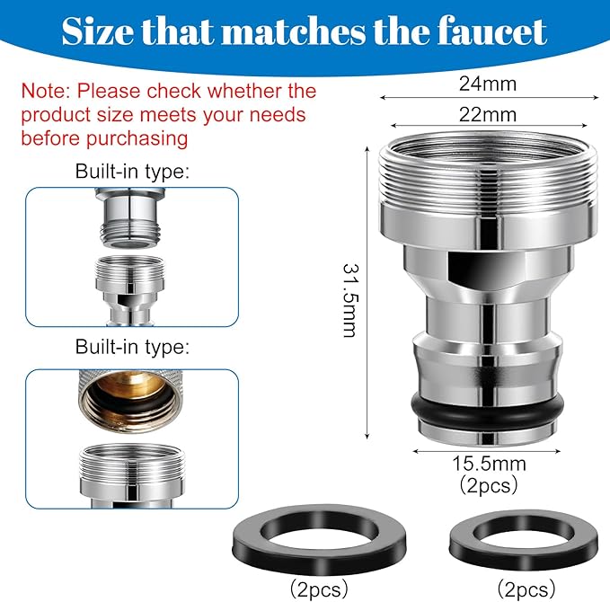 2 Pack Dishwasher Faucet Adapter Dishwasher Snap Adapter Connection Portable Washer Faucet Snap Adapter Connection Accessories Portable Dishwasher Washing Machine to Sink