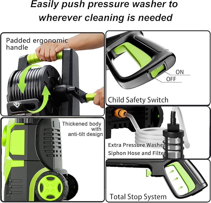 2026Upgraded Pressure Washer 5000PSI with Adjustable Touch Screen 8 Level, 34" Tall, 4 Quick Connect Nozzles,Inlet Hose&Filter&500mlFoam Cannon for Cars/Fences/Driveways/Home Cleaning,Yellow