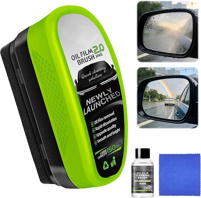 Clear Vision Glass Cleaner, Upgrade 2.0 Clearvision Car Windshield, Automotive Oil Film Cleaning Brush for Cars Windows, Car Windshield Cleaner Tool for Perfect Visibility