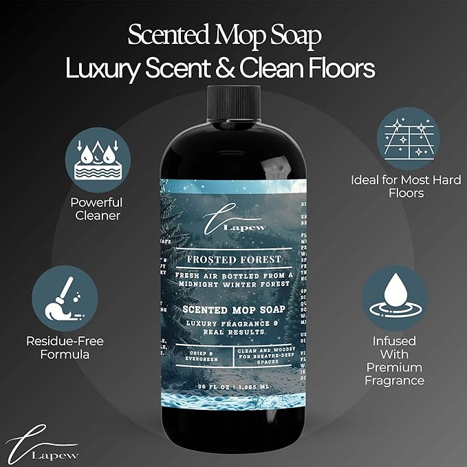 Luxury Floor Cleaner, Scented Mop Soap Concentrate | Hard Floor Cleaner for Tile, Vinyl, Laminate, LVP & Sealed Hardwood | Low-Foam, Streak-Free | 36 oz | Frosted Forest