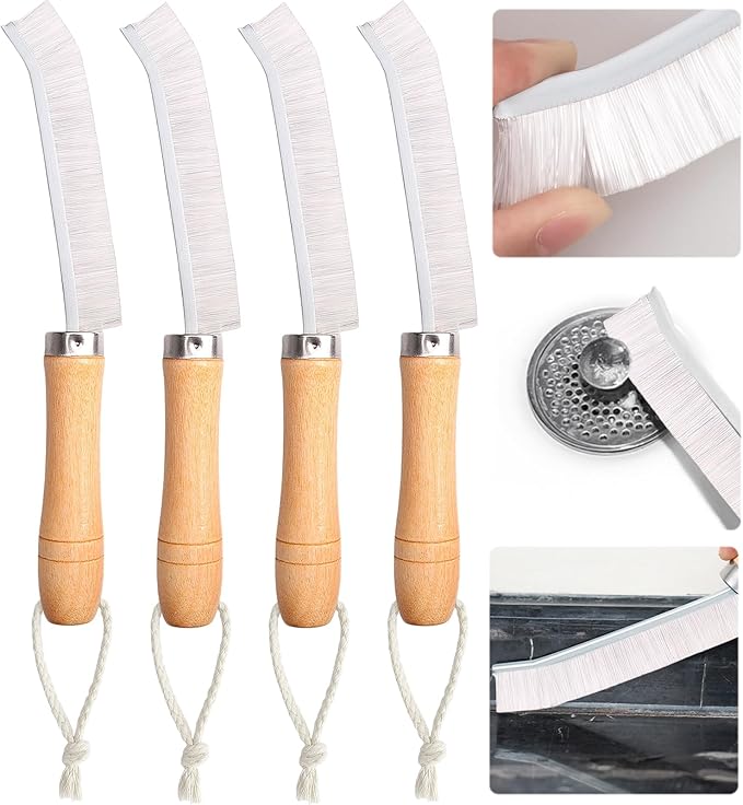 4 Pcs Hard Bristle Crevice Cleaning Brush,Gaps Cleaning Brush, Crevice Cleaning Brushes for Household Use,Grout Cleaner Brush,Crevice Cleaning Tool Cleaning Brushes Small Spaces