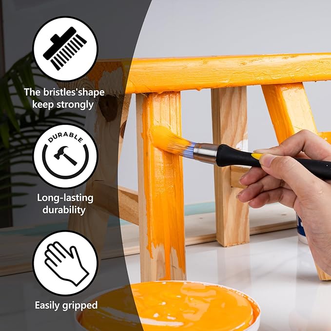 Mister Rui Paint Brush Set, 4 Pack Angle Brushes Professional Trim, Cabinet & Wall Paint Brushes for Oil, Latex, Synthetic Bristles, No Shedding