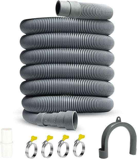 Washing Machine Drain Hose, 13 Feet Flexible Dishwasher Hose Extension Kit, Universal Washer Drain Hose, W/ 1 Hose 4 Clamps-Bend Holder
