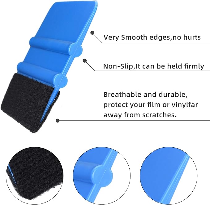 Durable Black Felt Edge Vinyl Squeegee Tool 4-Inch, Car Vinyl Film Wrapping Decal Window Tint Work, Professional Scratch Free Squeegee (Pack of 3)