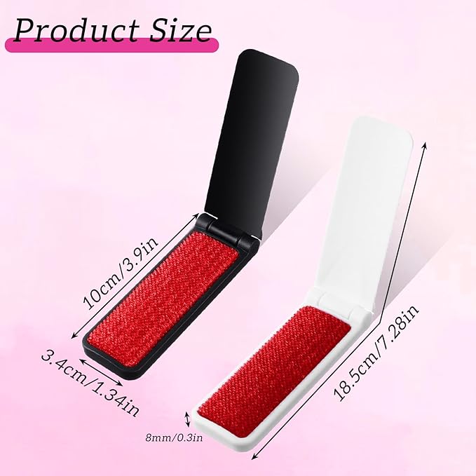 8 Pcs Foldable Lint Brush, Reusable Portable Travel Size Lint Remover Mini Compact Lints Brushes for Clothes Furniture Pet Hair, Lightweight Lints Cleaner Brush Tool for Travel Home Car Use
