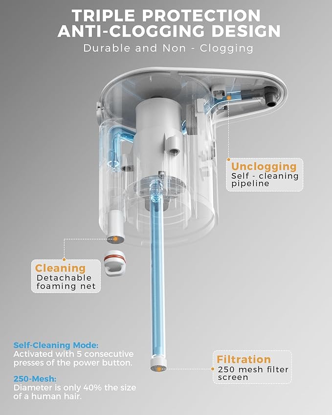Automatic Foaming Soap Dispenser Touchless, 304 Stainless Steel Bottle Body &16.2oz/480ml Rechargeable, 3 Adjustable Liquid Levels, IPX7 Waterproof, for Kitchen Bathroom, Stainless Steel