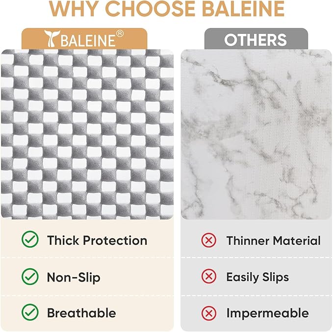 BALEINE Cabinet Liner, 17.5 in x 30 Ft Drawer and Shelf Liner for Kitchen Cabinets Non-Adhesive, Non-Slip Protect Desks, Cupboard, Drawers, Shelves, Tableware (Gray)