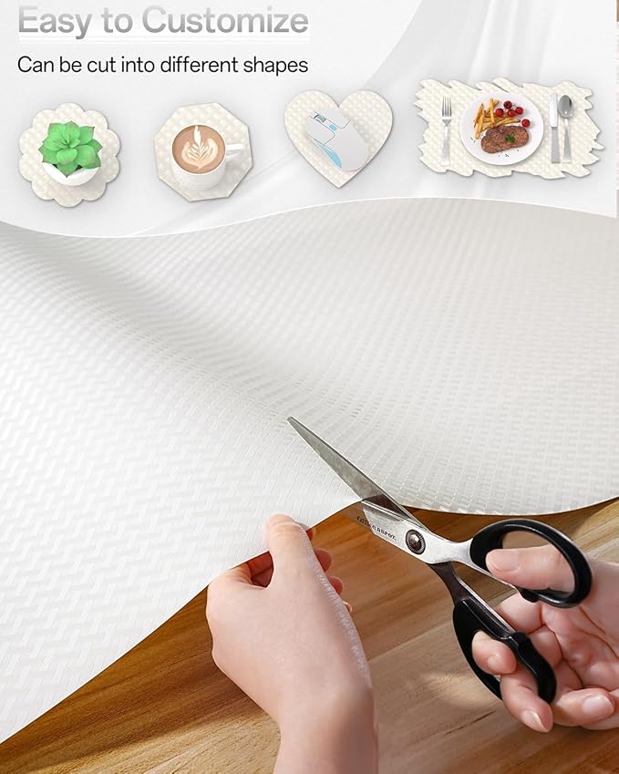 Shelf and Drawer Liner for Kitchen Cabinet, Non-Adhesive 12in x 120in Waterproof Contact Paper Refrigerator Liners Thickened Durable EVA Material Non Slip Mat for Dresser Cupboard Pantry Protector