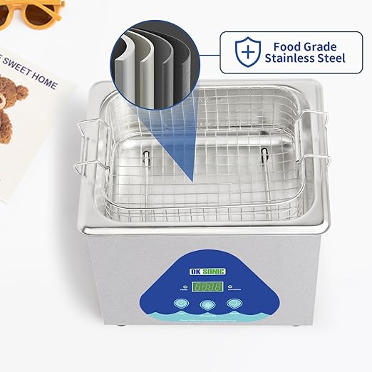 DK SONIC Ultrasonic Cleaner,1.5L 60W Stainless Steel Ultrasonic Jewelry Cleaner with Cleaning Basket,Timer,Digital Sonic Cleaner for Cleaning Jewelry,Eyeglasses,Coins