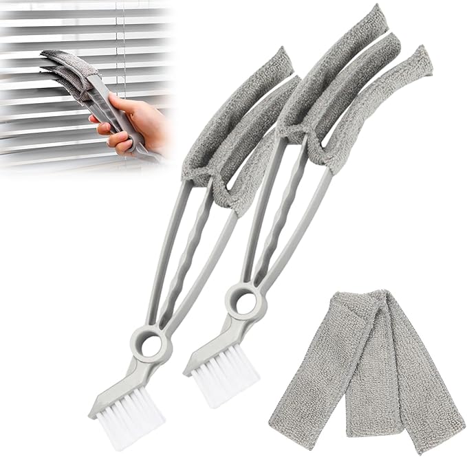 Removable Window Blind Cleaner, 2026 New Duster Brush with Microfiber Sleeves, Blind Cleaner Tools for Blinds Air Conditioner Keyboard Fan Dust (Grey, 2PCS)