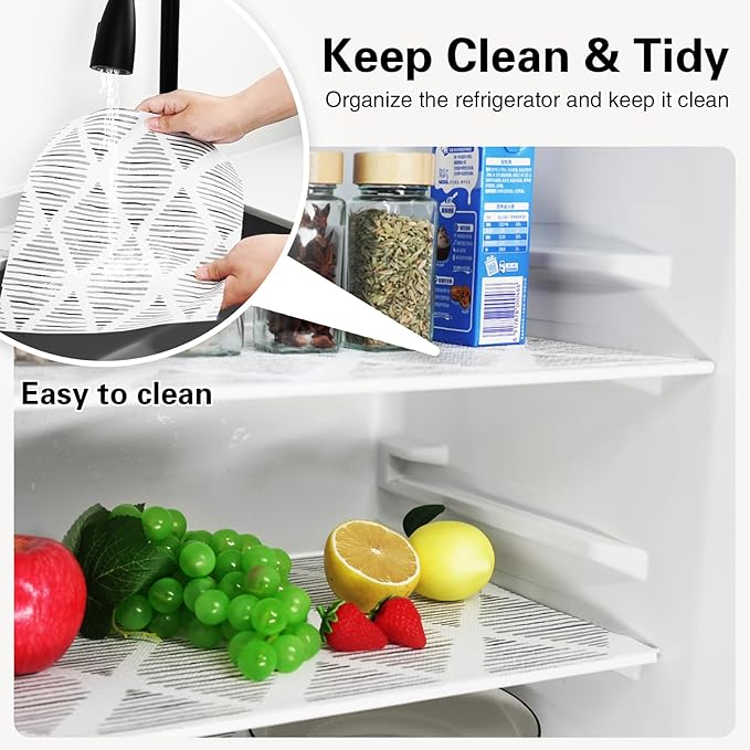 Drawer and Shelf Liners for Kitchen Cabinet,Non-Adhesive Cabinet Liner 24in x 10FT,Waterproof Shelf Paper Non-Slip Mats Cupboard Liner Contact Protect Dresser/Shelves/Table-Square Stripes