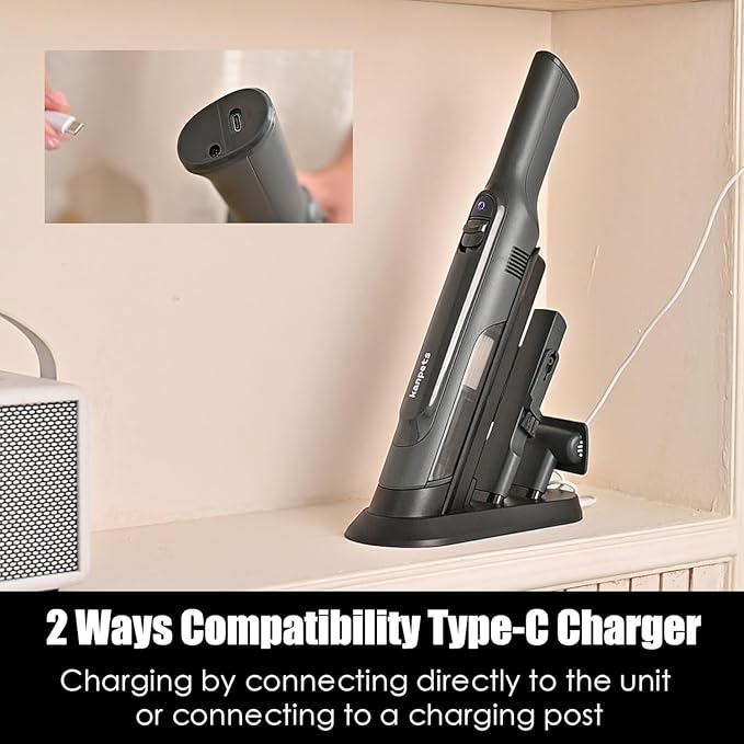 Handheld Vacuum Cordless, Lightweight 1.4lb with Powerful Suction, Charging Dock, Single Touch Empty and Detachable Dust Cup, Portable Mini Car Vac for Home Pet Car