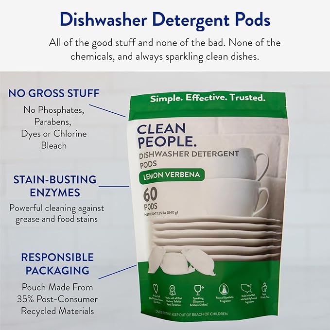 The Clean People Dishwasher Detergent Pods | Cuts Grease and Rinses Sparkling Clean | Residue-Free | Lavender, 120 Pack