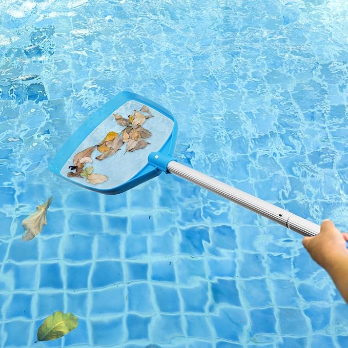 Pool Leaf Skimmer Net Ultra Fine Mesh with Aluminum Poles 5 Sections 6 Feet Swimming Pool Cleaning Net Leaf Catcher for Above Ground Pools Inground Pools