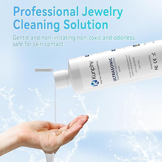 kunphy Sonic Jewelry Cleaner - Effective Solution for Cleaning Gold, Silver, Platinum, Diamonds, and eyeglasses watch, 8.5 oz (250 ml)