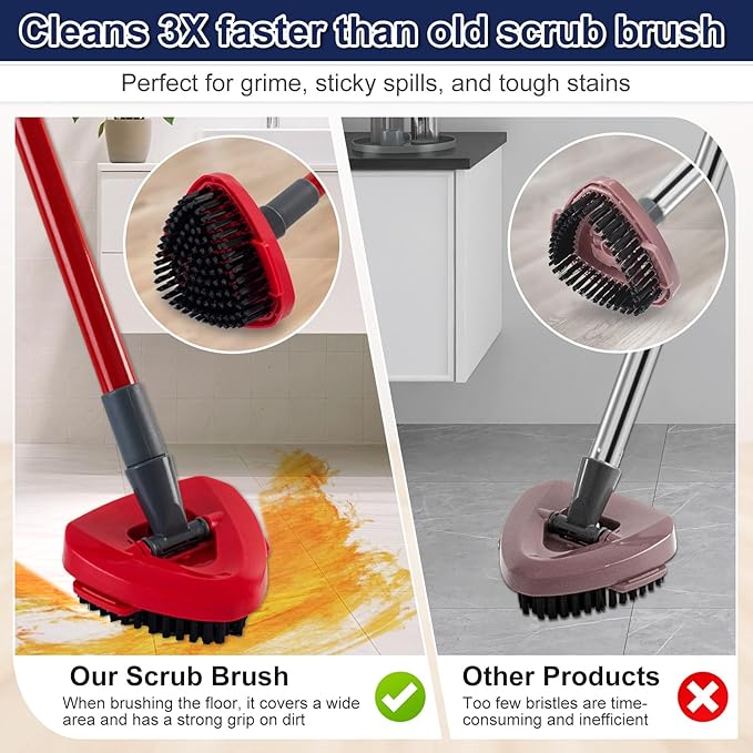 Scrubber Mop Head for Ocedar, Upgrade Scrub Brush for Ocedar, Spin Mop Scrub Brush Head for O Cedar RinseClean 2-Tank, More Bristles Scrub Brush Attachment for Bathroom, Deck, Kitchen Floor Cleaning