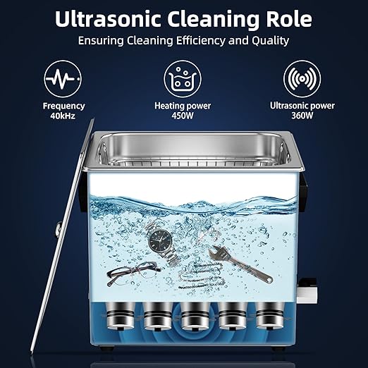 Ultrasonic Cleaner 16L 360W Digital Ultrasonic Cleaning Machine with Upgraded Degassing & Gentle Mode, 40kHz, with Heater & Timer for Tools, Jewelry, Watches, Glasses, Dentures, Small Parts
