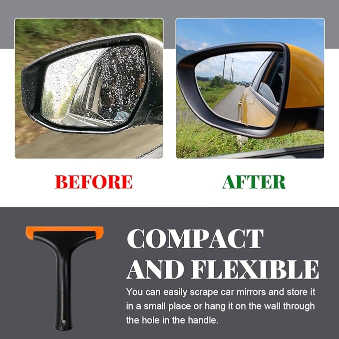 Small Silicone Window Squeegee, Car Windshield Silicone Squeegee, Auto Windshield Water Blade Scraper with 5.9 Inch Blade and Non-Slip Handle for Window, Mirror, Glass Door (Black)
