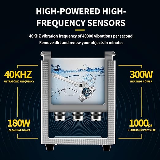 Digital Ultrasonic Cleaner 6L with Timer & Heater 40kHz SUS 304 Stainless Steel Lab Sonic Cleaner for Professional Tools,Metal Parts,Jewelry,Eyeglasses