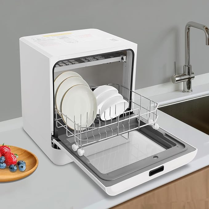 Countertop Dishwasher with 4 Washing Modes, 800W Portable 6.8L Dishwashers for Homes & Dormitories 4-6 Place Settings