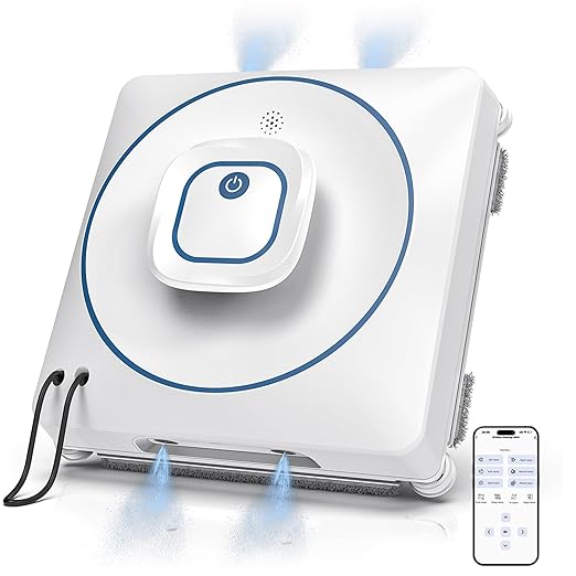 Window Cleaning Robot 8000Pa, Upgraded Dual Direction Auto-Spray Window Cleaner with 4 Cleaning Modes, Edge Detection, App&Remote Control, 15-Stage Anti-Fall for Outdoor/Indoor High Rise Windows