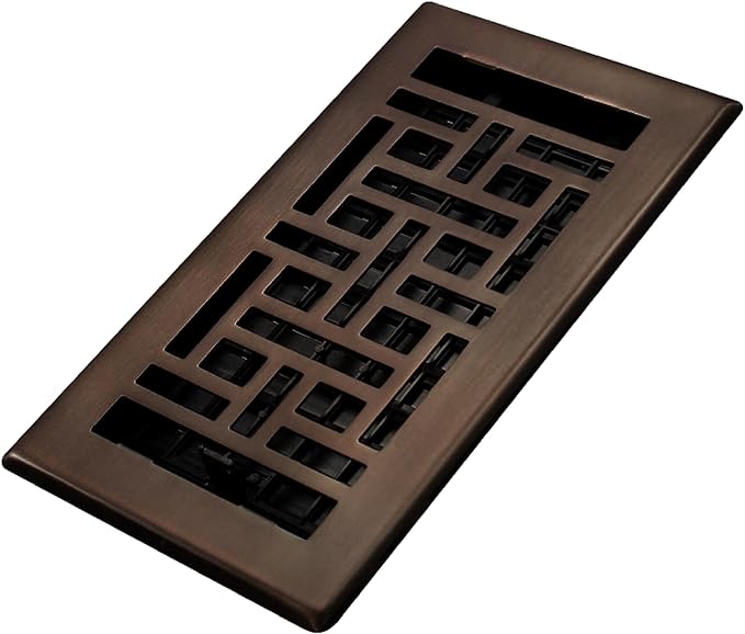 Decor Grates AJH408-RB Oriental Floor Register, 4x8 Inches, Rubbed Bronze Finish