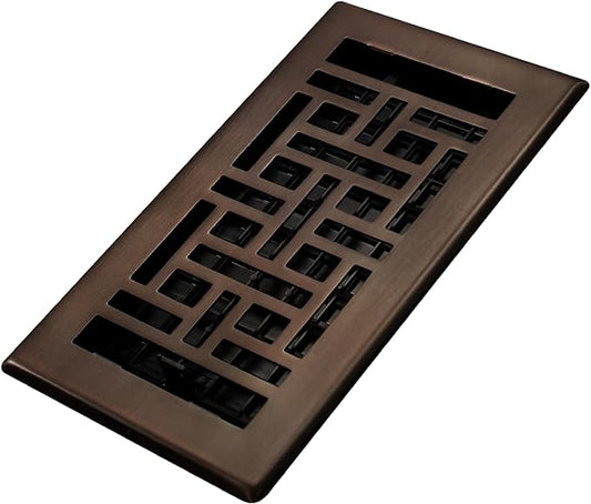 Decor Grates AJH408-RB Oriental Floor Register, 4x8 Inches, Rubbed Bronze Finish