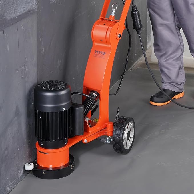 VEVOR Electric Concrete Floor Grinder 7" Walk-Behind Grinder 1.7HP Concrete Floor Polisher, 1300W Grinding Machine, 1720RPM Upgrade Brushless Motor Surfacing Grinder for Granite/Marble/Stones