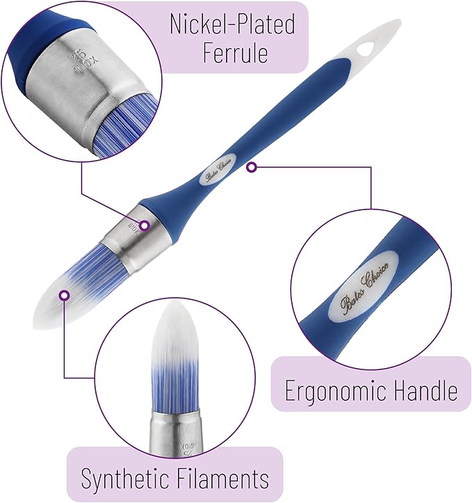 Bates- Trim Brush Set, 1" & 0.6", Blue and White Handle, Trim Paint Brush, Small Paint Brush, Trim Brushes for Painting, Small Brushes for Painting, Paint Brush for Trim, Paint Brushes for Walls