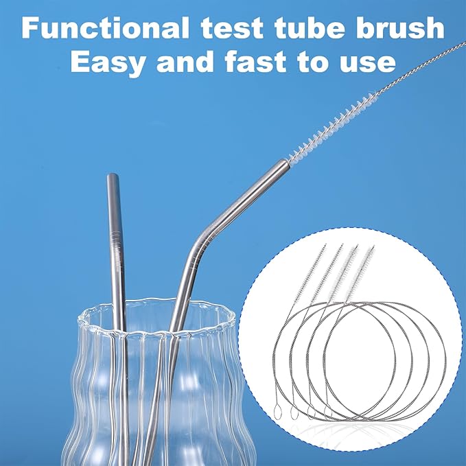 TIESOME 4 Pack Flexible Tube Cleaning Brushes, 39.37 and 47.24 Inch Stainless Steel and Nylon Bristles for Home Kitchen Car Sunroof Drain Fish Tank Fridge Pipe