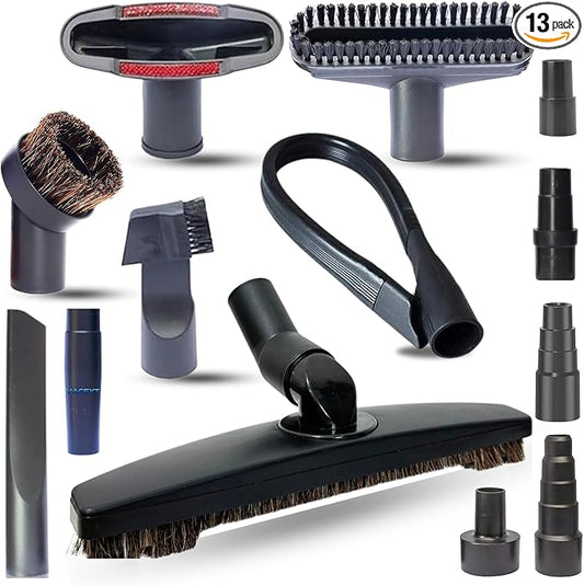 Universal Vacuum Attachments & Brushes Kit - Hardwood Floor Vacuum Brush Head Attachment & Shop-vacs Accessories - Universal Vacuum Hose Adapter Kit & Dryer vent Flexible Crevice Attachment
