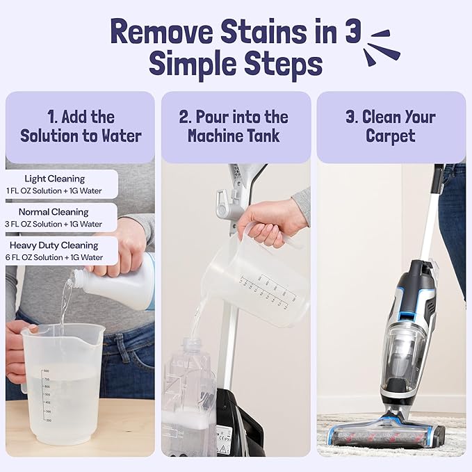 Sunny & Honey Carpet Cleaner Solution - Deep Stain Remover & Odor Deodorizer - Pet Carpet Cleaner & Rug Shampoo (32 Fl Oz, Light Lavender)