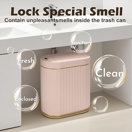 Bathroom Trash Can with Lid Butterfly 2 Gallon Sensor Trash can, Dorm Decor Waterproof Garbage Can, Automatic Slim Trash Bin, Under-Counter Wastebasket for Kitchen, Bedroom, Living Room, Pink