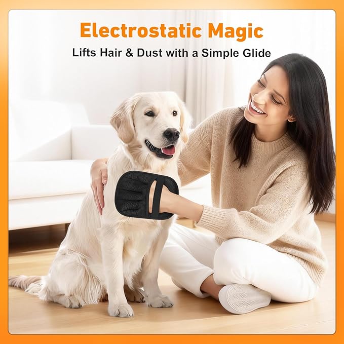 Pet Hair Removal Glove for Cats & Dogs Hair Remover,Reusable Electrostatic Pet Hair Remover Gloves,Magic Brush Pet Hair Removal Tool for Furniture,Couch,Car Seats,Clothing(2Pcs)