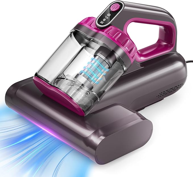 Mattress Vacuum Cleaner, 17Kpa 650W Bed Vacuum Cleaner, 273nm UV-C Light & Ultrasonic 145°F Heating, 80000 RPM/Min Brushroll Rotation, Wide Suction Port for Pillows Cribs Sofa, Black Corded