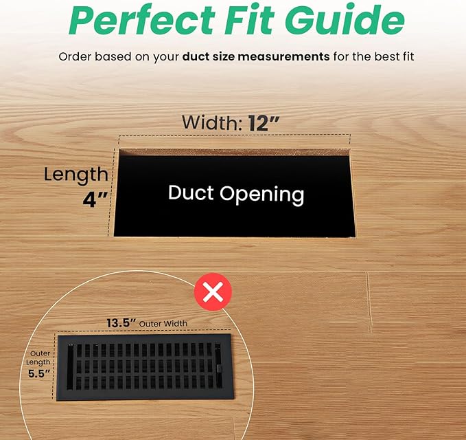 Empire Register Co, Steel Floor Register - 4x12 inch, Modern Contemporary Design, Textured Black Finish, Heavy Duty Walkable Steel Floor Vents, Metal Damper Attached Air Vents for Home Floor only