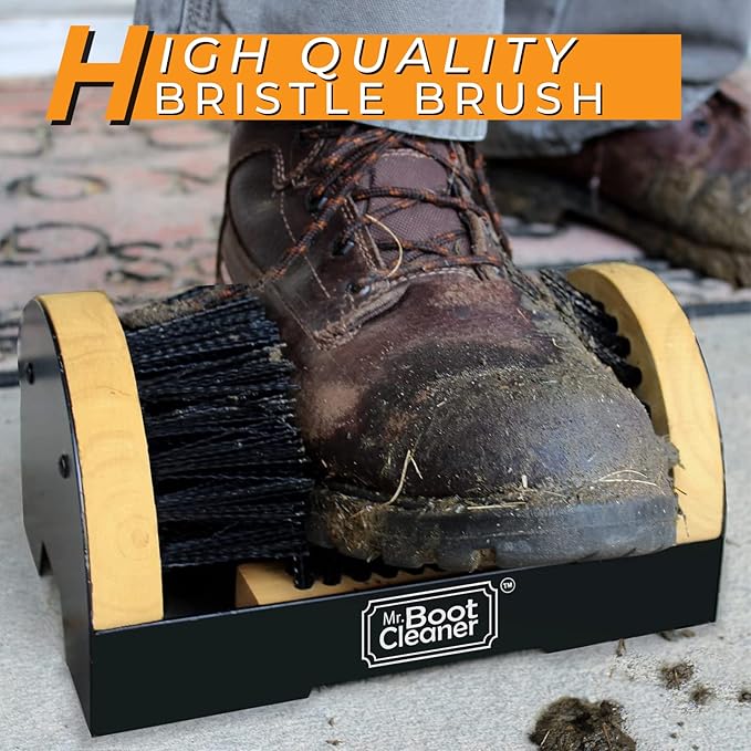 Heavy Duty Wooden Shoe Brush Cleaner Outdoor Floor Mount or Portable, Commercial Boot Scraper/Scrubber with Hardware