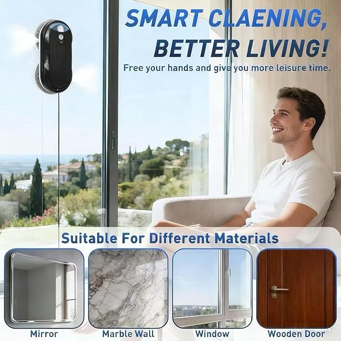 Obito X3 Window Cleaning Robot, Dual Nozzles with Ultrasonic Spray, 5.0 AI Path Planning, Max 3200Pa & Steady-Climbing System, Automatic Edge Detection, Robot Window Cleaner Inside/Outside, Black