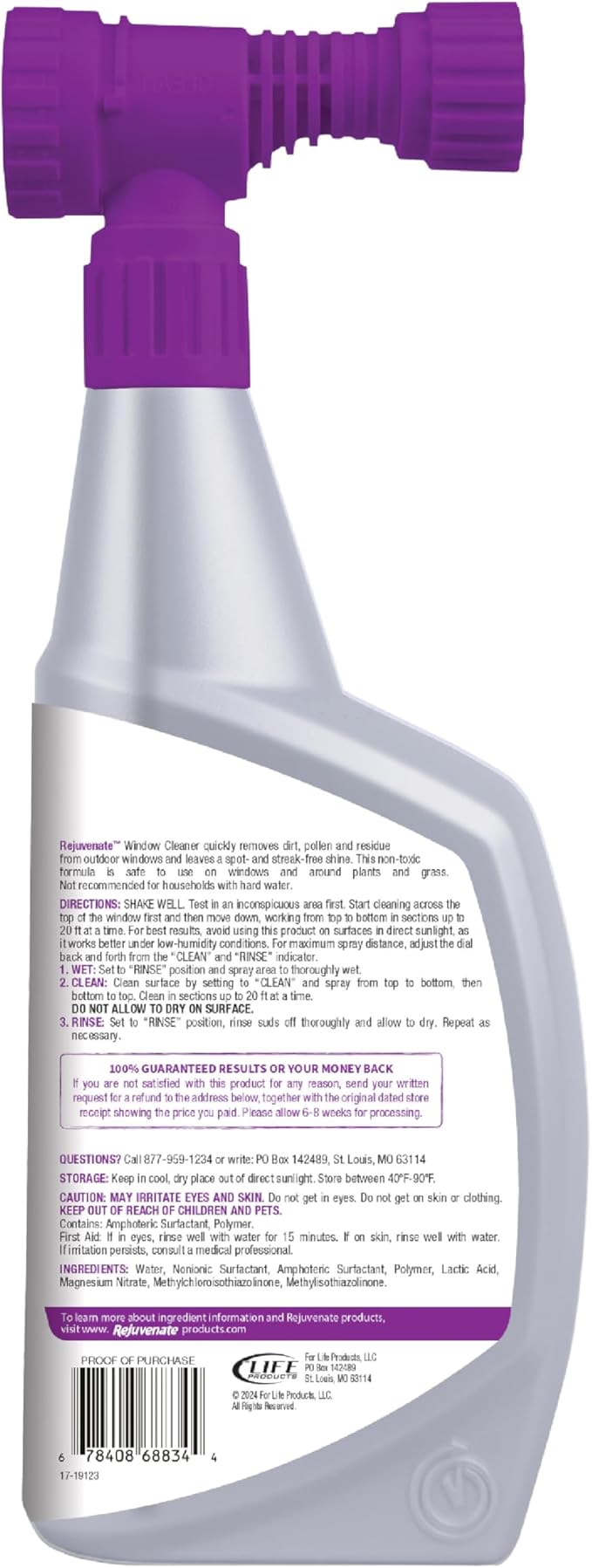 Rejuvenate Outdoor Window Spray and Rinse Cleaner with Hose End Adapter, 32 oz, 2 Pack