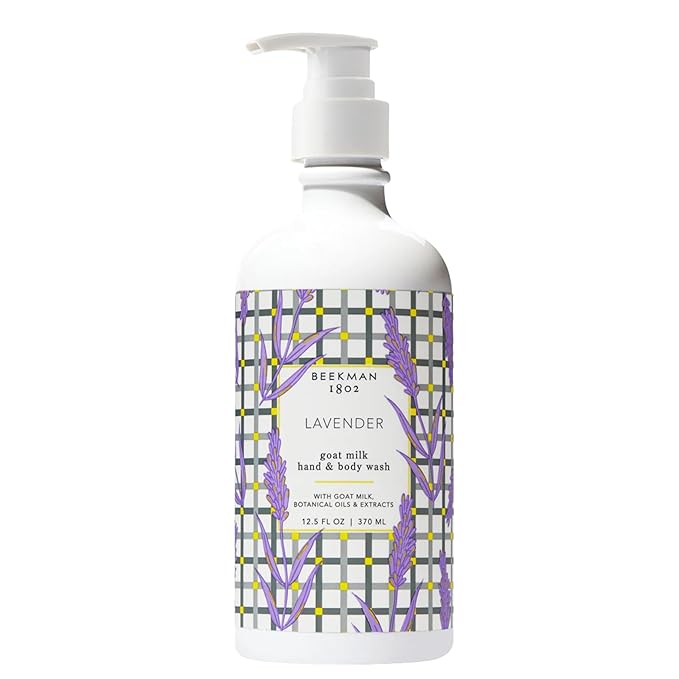 Beekman 1802 Goat Milk Hand Wash – Lavender – Scented – 12.5 fl oz – Moisturizing & Gentle – Good for Sensitive Skin – Cruelty Free – Ready for Use, Pump Inserted