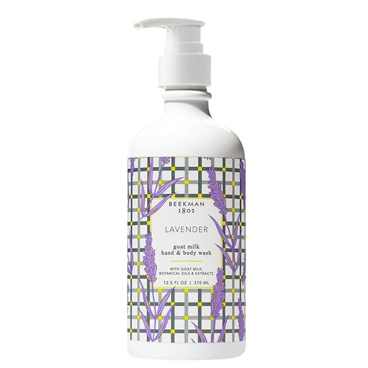 Beekman 1802 Goat Milk Hand Wash – Lavender – Scented – 12.5 fl oz – Moisturizing & Gentle – Good for Sensitive Skin – Cruelty Free – Ready for Use, Pump Inserted