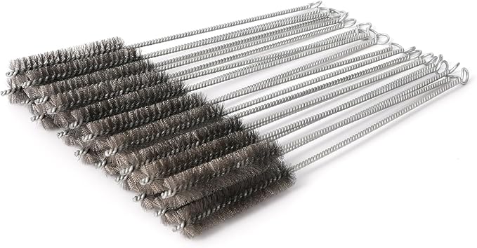12 Inch Pipe Cleaning Brush Set with Stainless Steel Bristles, Steel Wire Tube Brush Kit for Auto Parts Polishing, Machining, Bottles, Tubes, Etc.（23mm-20pcs）