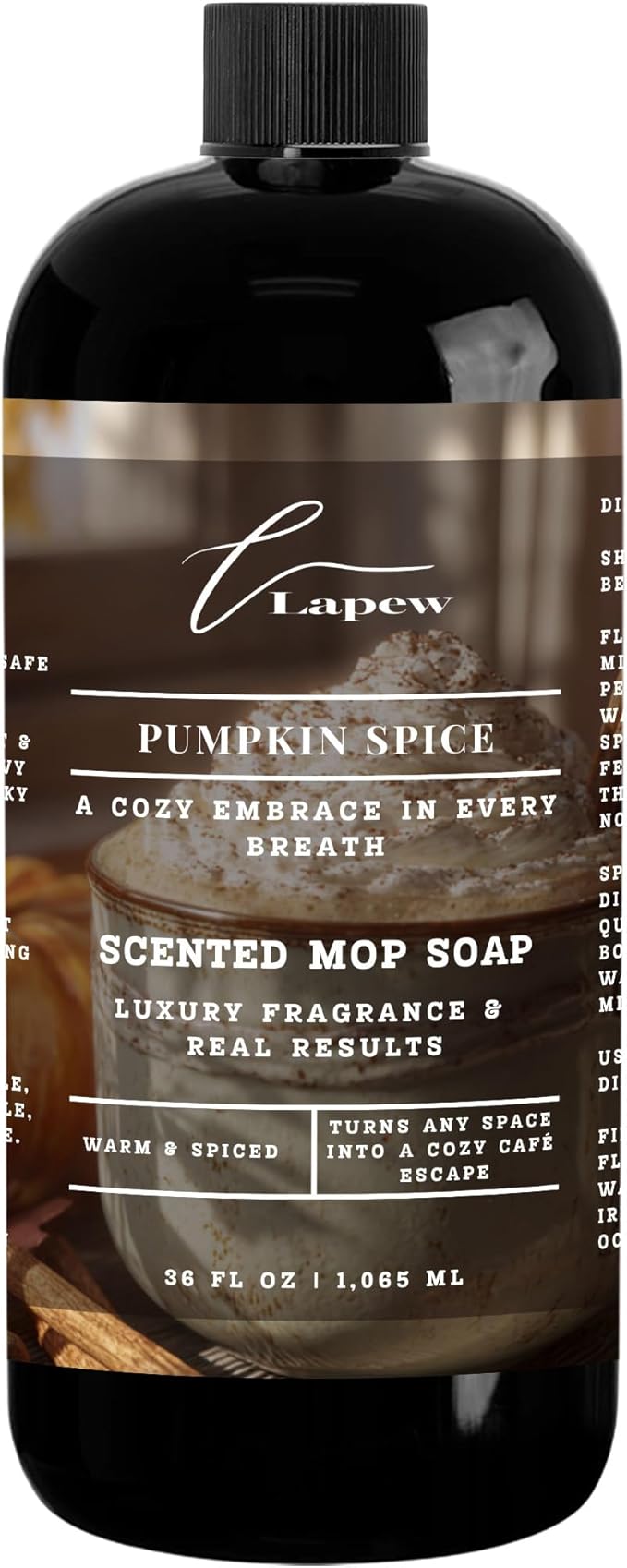Luxury Floor Cleaner, Scented Mop Soap Concentrate | Hard Floor Cleaner for Tile, Vinyl, Laminate, LVP & Sealed Hardwood | Low-Foam, Streak-Free | 36 oz | Pumpkin Spice