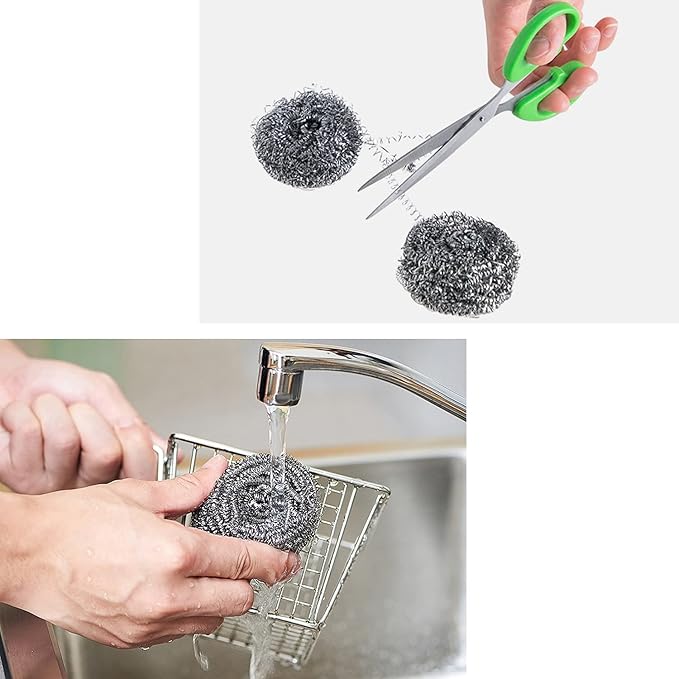 48 Pack Stainless Steel Scourers Sponges,Steel Wool scrubbers for stoves, pots, Cooker Hoods, etc. That are Difficult to Clean (48 Pack-Small 10 gram)