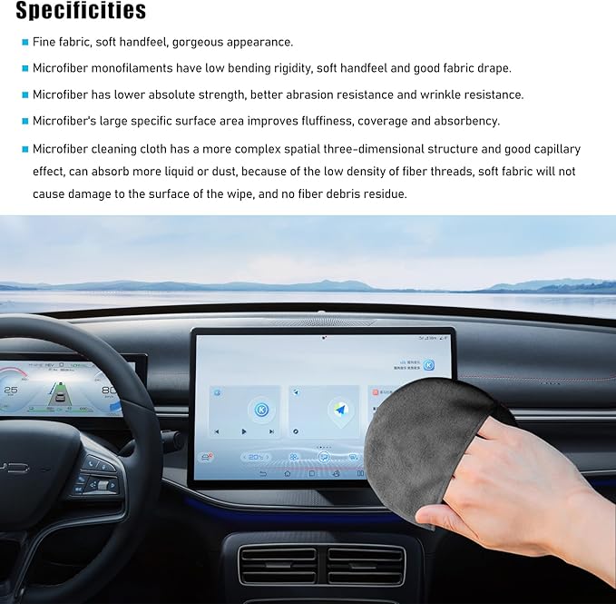 Car Screen Cleaner, Microfiber Auto Screen Cleaning Pad, Foldable Touch Screen Cleaner Cloth for Vehicle Dashboard LCD Display, Interior Car Accessories (Square+Round)