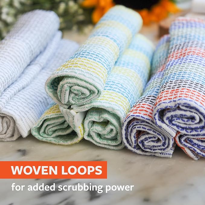 Full Circle Tidy 100% Organic Cotton Dish Cloths, Set of 3, Multicolored