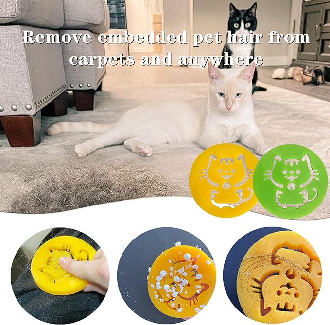 6 Pcs Silicone Pet Hair Catcher Reusable Cat Shape Silicone Pet Hair Remover for Laundry Accessories